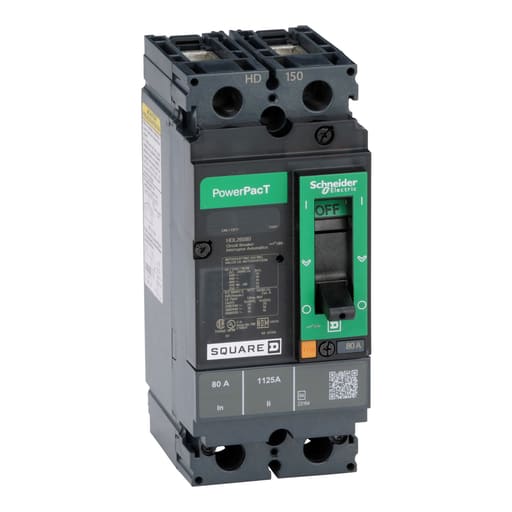 Square-D / Schneider - Square D HDL26080 2-Pole 80 Amp 600 Volt Thermal Magnetic Molded Case Circuit Breaker