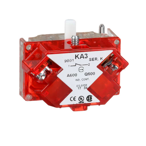 Square-D / Schneider - Square D 9001KA3 600 VAC 10 Amp 1NC Silver Alloy Screw Clamp Terminal Push Button Contact Block