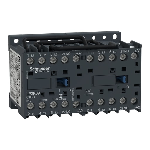 Square-D / Schneider - Square D LP2K0901BD 575 VAC 9 Amp 3-Pole 1NC Screw Clamp Terminal Reversing IEC Contactor