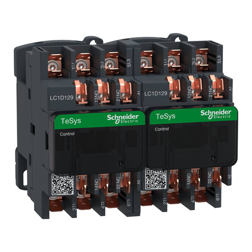 Square-D / Schneider - Square D LC2D129B7 575 VAC 12 Amp 3-Pole 1NO 1NC Slip-On Terminal Full Voltage Reversing IEC Contactor