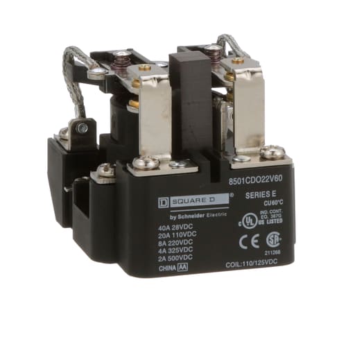 Square-D / Schneider - Square D 8501CDO22V60 110 VDC 30 Amp 2-Pole DPDT 2NO 2NC Panel Mount DC Operated Power Relay