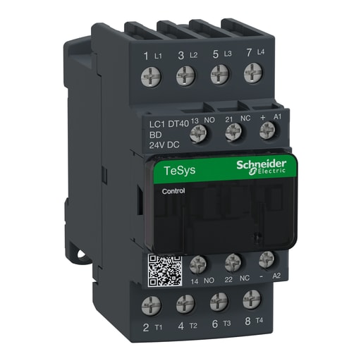 Square-D / Schneider - Square D LC1DT40BD 600 VAC 40 Amp 4-Pole 1NO 1NC Screw Terminal Full Voltage Non-Reversing IEC Contactor