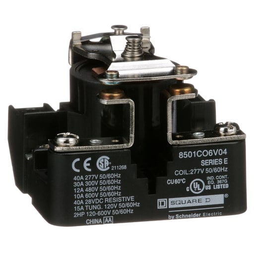 Square-D / Schneider - Square D 8501CO6V04 277 VAC 30 Amp 1-Pole SPST 1NO Panel Mount AC Operated Power Relay