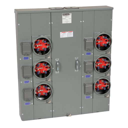 Square-D / Schneider - Square D MPR66125 600A Bus, 125A Max Breaker, 120/240VAC, 1P3W, 6-Socket, 5 Jaws, NEMA 3R Ringless Meter Center<br><font color="FF0000">Note: Installers Responsibility to Confirm Approved by Local Inspector</br></font>