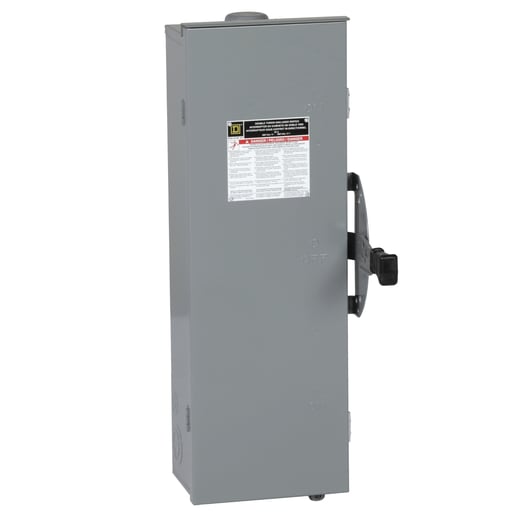 Square-D / Schneider - Square D DT322RB 240 VAC 250 VDC 60 Amp 15 Hp 3-Pole NEMA 3R Fusible Double Throw Safety Switch