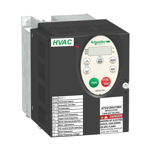 Square-D / Schneider - Square D ATV212HU15N4 380 to 480 VAC 2 Hp 3-Phase Open Type Variable Speed Drive