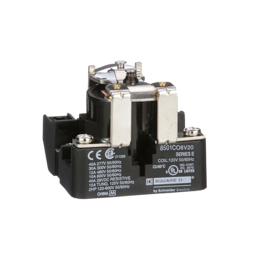 Square-D / Schneider - Square D 8501CO8V20 120 VAC 30 Amp 1-Pole SPST 1NC Panel Mount AC Operated Power Relay