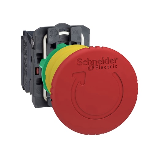 Square-D / Schneider - Square D XB5AS8445 22 mm 600 VAC 1.2 Amp 1NO 1NC Round Trigger Action Turn-to-Release Non-Illuminated Push Button