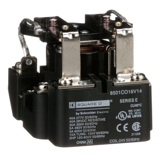 Square-D / Schneider - Square D 8501CO16V14 24 VAC 30 Amp 2-Pole DPDT 2NO 2NC Panel Mount AC Operated Power Relay