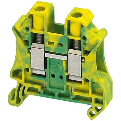 Square-D / Schneider - Square D NSYTRV102PE 10 mm 2-Point Green/Yellow 20 to 6 AWG Solid/Stranded Copper Screw Terminal Block