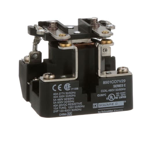 Square-D / Schneider - Square D 8501CO7V29 480 VAC 30 Amp 2-Pole DPST 2NO Panel Mount AC Operated Power Relay