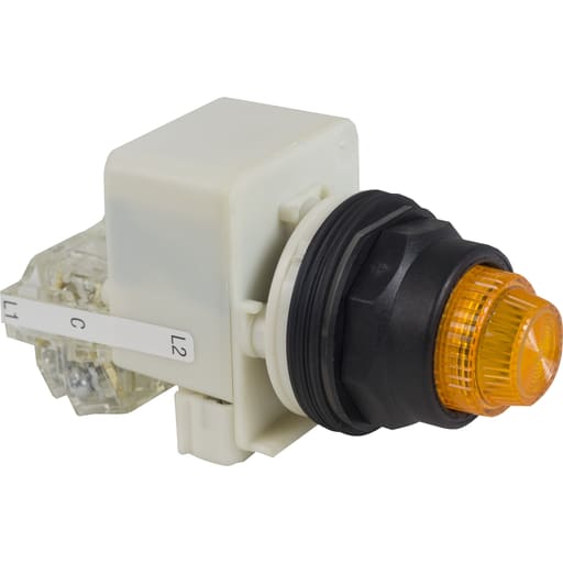 Square-D / Schneider - Square D 9001SKT1A31 30 mm 120 VAC Amber Lens Plastic Bezel Push to Test Round Pilot Light