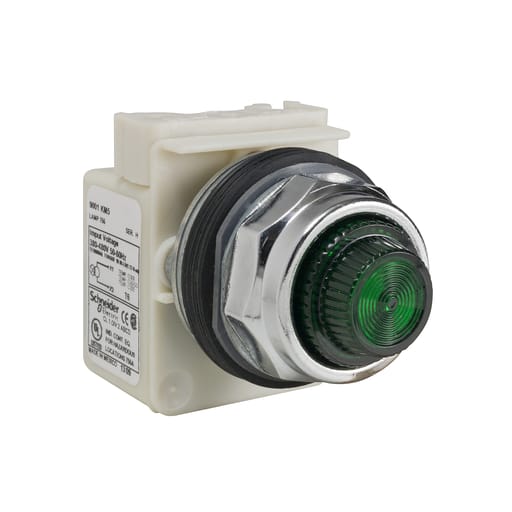 Square-D / Schneider - Square D 9001KP5G31 30 mm 380/480 Volt Green Lens Metal Bezel Standard Round Pilot Light