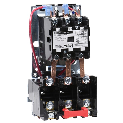 Square-D / Schneider - Square D 8911DPSO23V09 220/208 to 240 VAC 25 Amp 20 Hp Polyphase 3-Pole Open Type Magnetic Definite Purpose Starter