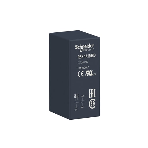 Square-D / Schneider - Square D RSB1A160BD 24 VDC 16 Amp SPDT 1CO Silver Alloy Plug-In Interface Relay