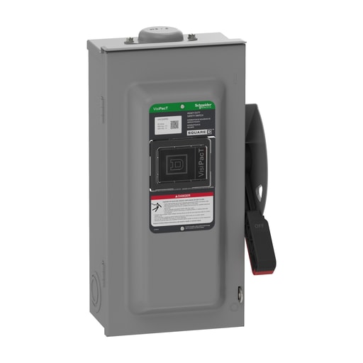 Square-D / Schneider - Square D VHU362RB Safety Switch, Heavy Duty, Non-fusible, Viewing Window, NEMA 3R, 600V, 60A, 3 Pole