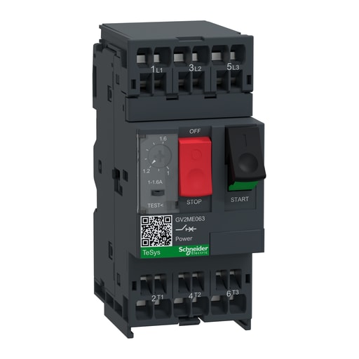Square-D / Schneider - Square D GV2ME063 3-Pole 600 VAC 1.6 Amp Manual Starter