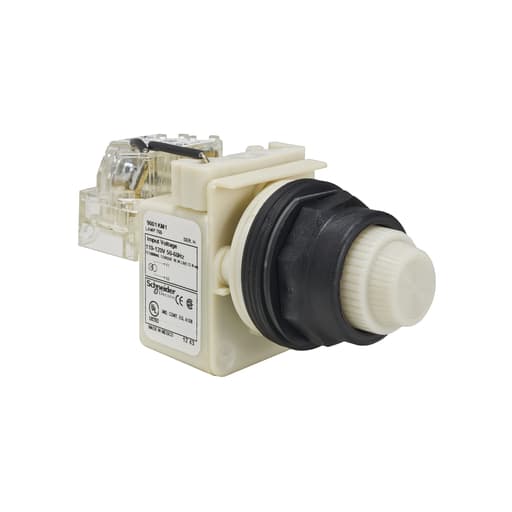Square-D / Schneider - Square D 9001SKT1W31 30 mm 120 VAC White Lens Plastic Bezel Push to Test Round Pilot Light