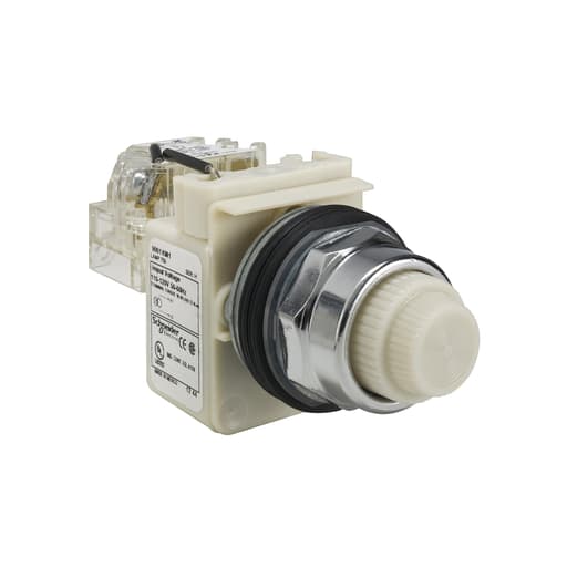 Square-D / Schneider - Square D 9001KT1W31 30 mm 120 VAC White Lens Metal Bezel Push to Test Round Pilot Light