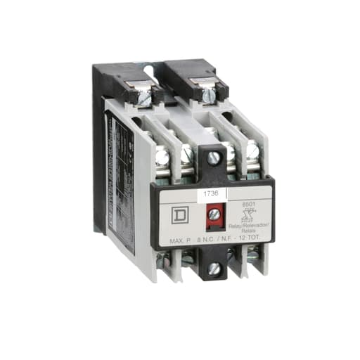Square-D / Schneider - Square D 8501XO80V02 110/120 VAC 10/5 Amp 8-Pole 8NO Panel Mount AC Operated Control Relay