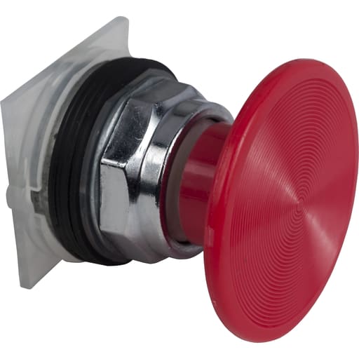 Square-D / Schneider - Square D 9001KR25R 30 mm Red Body Metal Bezel Momentary Mushroom Round Non-Illuminated Push Button Operator
