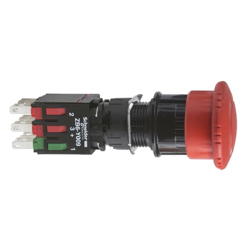 Square-D / Schneider - Square D XB6AS8345B 30 mm 250 VAC 1.5 Amp 1NO 1NC Red Mushroom Head Push Button
