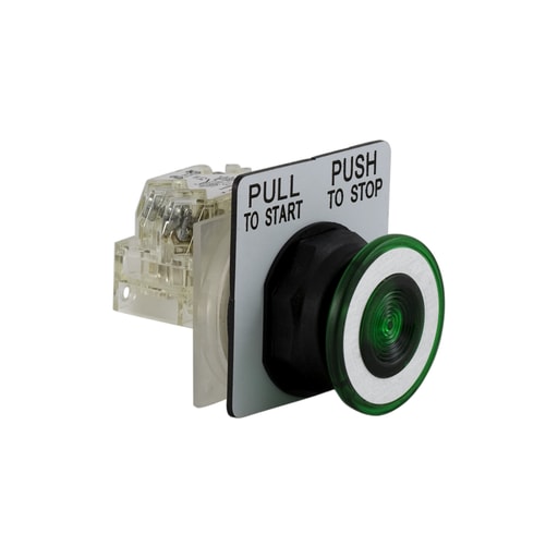 Square-D / Schneider - Square D 9001SKR9GH13 30 mm Green Body Plastic Bezel 2-Position Mushroom Non-Illuminated Push-Pull Operator