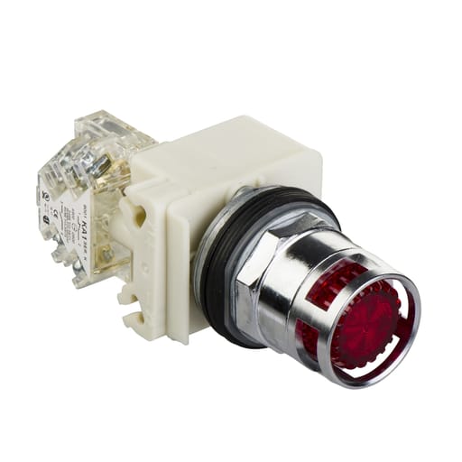 Square-D / Schneider - Square D 9001K3L35LRRH13 30 mm 600 VAC Momentary 1NO 1NC Red Body Metal Bezel Illuminated Push Button