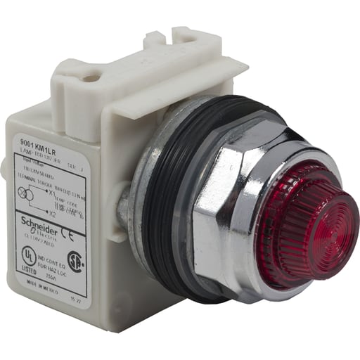 Square-D / Schneider - Square D 9001KP1LGG31 30 Inch 120 VAC Green Lens Metal Bezel LED Standard Round Pilot Light