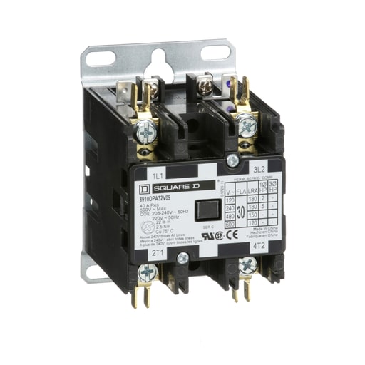 Square-D / Schneider - Square D 8910DPA32V09 208 to 240 VAC 30 Amp 2-Pole 2NO NEMA 1 Non-Reversing Definite Purpose Contactor