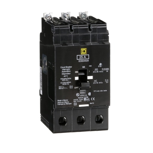 Square-D / Schneider - Square D EDB34025 480Y/277 Volt 25 Amp Miniature Circuit Breaker