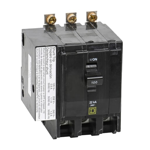 Square-D / Schneider - Square D QOB3100VH1021 3-Pole 100 Amp 240 Volt Bolt-On Thermal Magnetic Miniature Circuit Breaker
