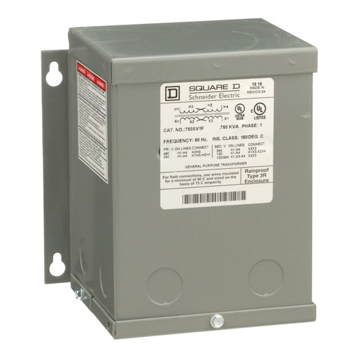 Square-D / Schneider - Square D 750SV1F 0.75 kVa 240 x 480 VAC Primary 120/240 VAC Secondary Dry Type General Purpose Transformer