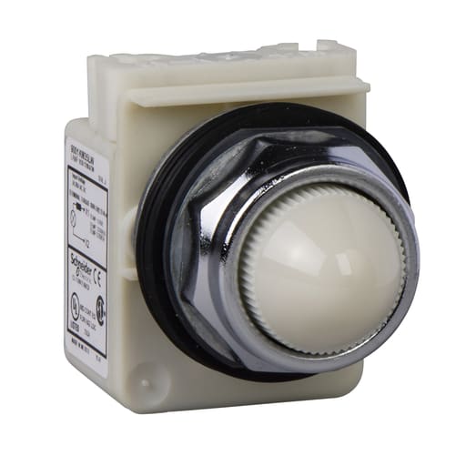Square-D / Schneider - Square D 9001KP35LWW9 30 mm 24/28 VAC/VDC White Lens Metal Bezel LED Standard Octagonal Pilot Light