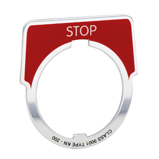 Square-D / Schneider - Square D 9001KN202 40 x 43 mm Aluminum Silver Stop Round Push Button Standard Legend Plate