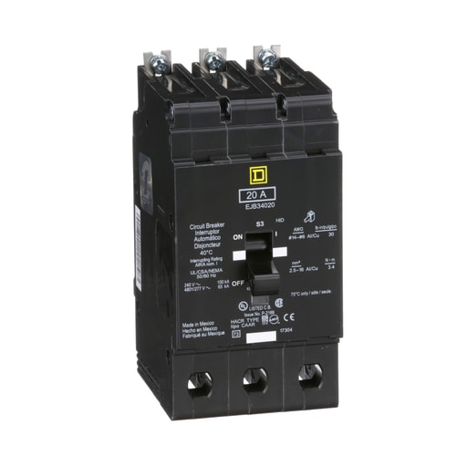 Square-D / Schneider - Square D EJB34020 480Y/277 Volt 20 Amp Miniature Circuit Breaker