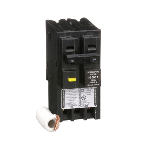 Square-D / Schneider - Square D HOM220GFI 120/240 Volt 20 Amp Miniature Circuit Breaker