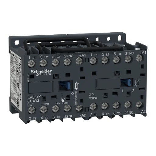 Square-D / Schneider - Square D LP5K0901BW3 575 VAC 9 Amp 3-Pole 1NC Screw Clamp Terminal Reversing IEC Contactor