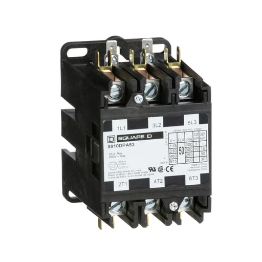 Square-D / Schneider - Square D 8910DPA53V02 110/120 VAC 50 Amp 3-Pole 3NO NEMA 1 Non-Reversing Definite Purpose Contactor