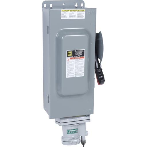 Square-D / Schneider - Square D H363AWA 600 VAC 100 Amp 3-Pole Class H/J/K/R Fusible Heavy Duty Receptacle Switch