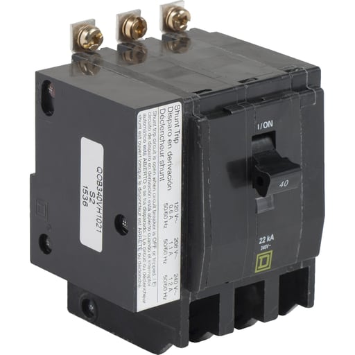 Square-D / Schneider - Square D QOB340VH1021 3-Pole 40 Amp 240 Volt Bolt-On Thermal Magnetic Miniature Circuit Breaker