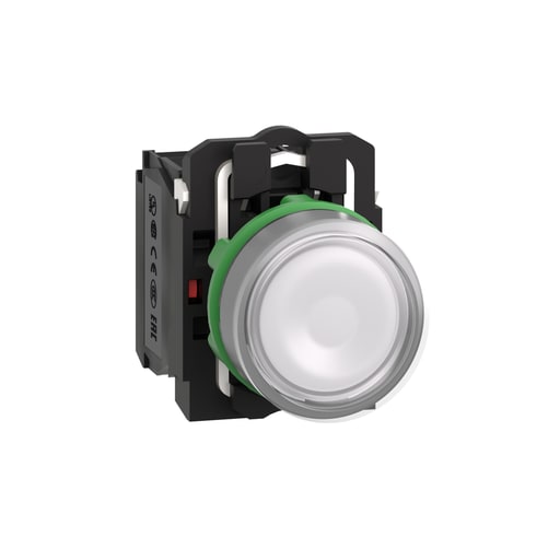 Square-D / Schneider - Square D XB5AW31B5 22 mm 24 VAC/VDC 18 mA 1NO 1NC White Round Momentary Flush Illuminated Push Button