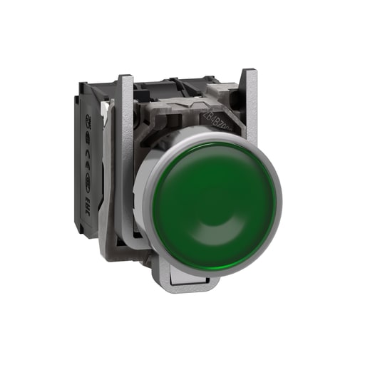 Square-D / Schneider - Square D XB4BW33G5 22 mm 120 VAC 14 mA 1NO 1NC Green Round Momentary Flush Illuminated Push Button