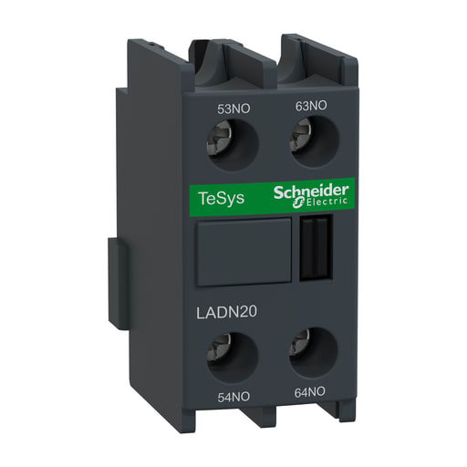 Square-D / Schneider - Square D LADN20 690 VAC 10 Amp 4-Pole 2NO Front Mount Screw Clamp Terminal Contactor Auxiliary Contact
