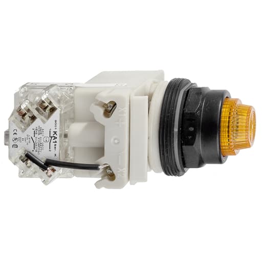 Square-D / Schneider - Square D 9001KT38LYA31 30.5 mm 120 VAC Yellow Lens Metal Bezel LED Push to Test Pilot Light