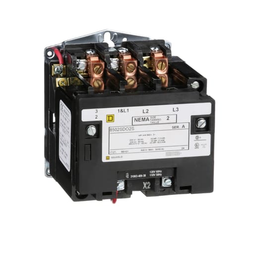 Square-D / Schneider - Square D 8502SDO2V02S 110/120 VAC 45 Amp 3-Pole Open Type Full Voltage Non-Reversing Magnetic Contactor