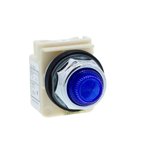 Square-D / Schneider - Square D 9001KP38LLL31 30 mm 120 VAC/VDC Blue Lens Metal Bezel LED Standard Round Pilot Light