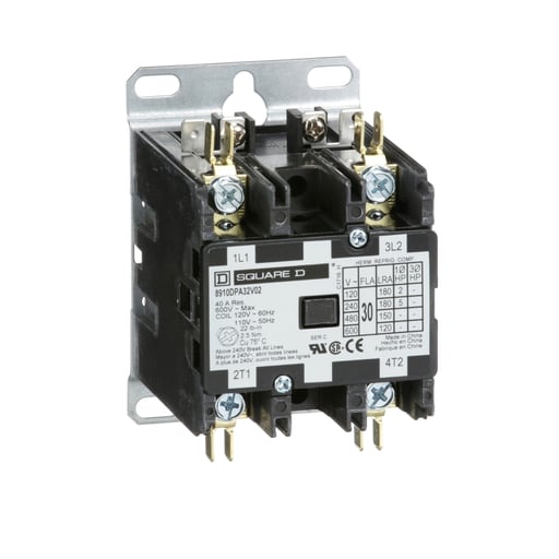 Square-D / Schneider - Square D 8910DPA32V02 110/120 VAC 30 Amp 2-Pole 2NO NEMA 1 Non-Reversing Definite Purpose Contactor