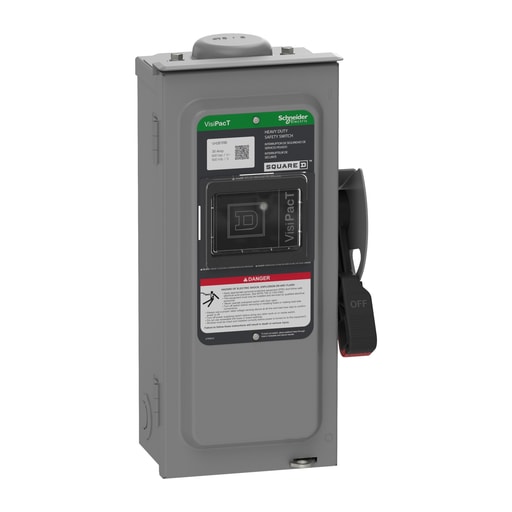 Square-D / Schneider - Square D VH361RB Safety Switch, Heavy Duty, Fused, Viewing Window, Type 3, 600V, 30A, 3 Pole