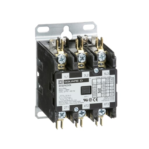 Square-D / Schneider - Square D 8910DPA33V04 277 VAC 30 Amp 3-Pole 3NO NEMA 1 Non-Reversing Definite Purpose Contactor